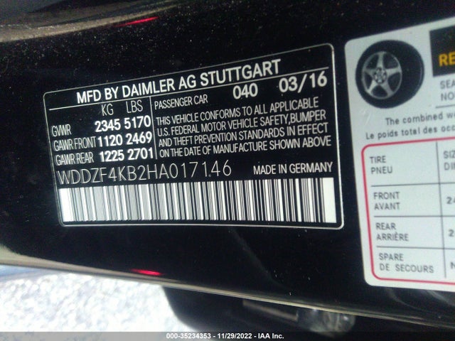 2017 Mercedes-Benz E-Class, VIN: WDDZF4KB2HA017146