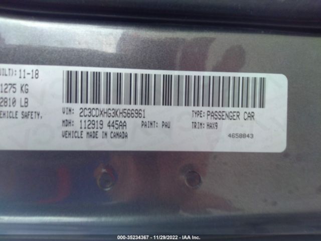 2C3CDXHG3KH566961 Dodge CHARGER GT