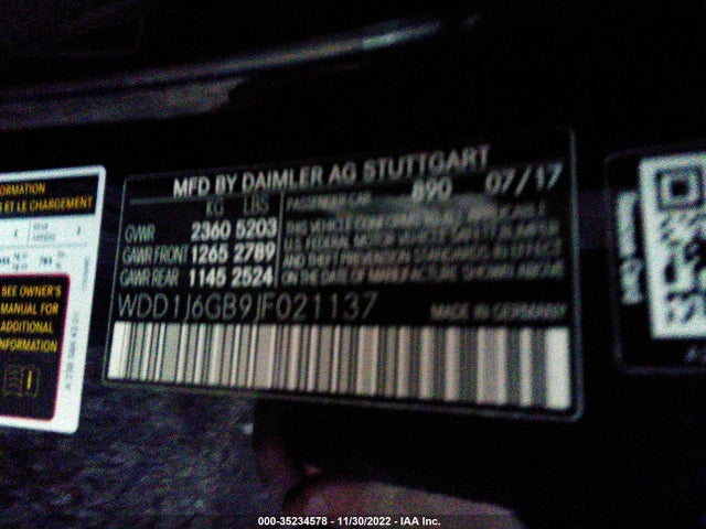 2018 Mercedes-Benz E-Class, VIN: WDD1J6GB9JF021137