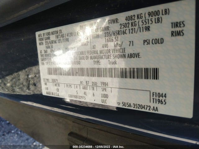 2019 Ford Transit, VIN: 1FTYR3XM2KKB50850