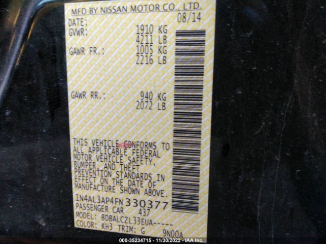 1N4AL3AP4FN330377 Nissan ALTIMA 2.5