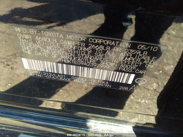 Lexus ES 350 2010 JTHBK1EG9A2397999 Image 11