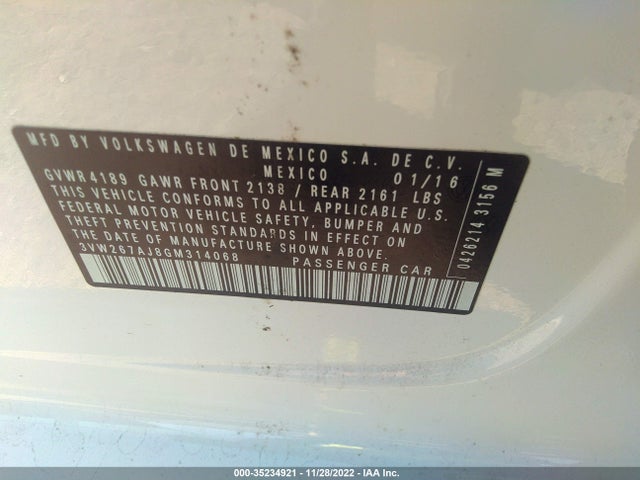 3VW267AJ8GM314068 Volkswagen Jetta Sedan 1.4t S