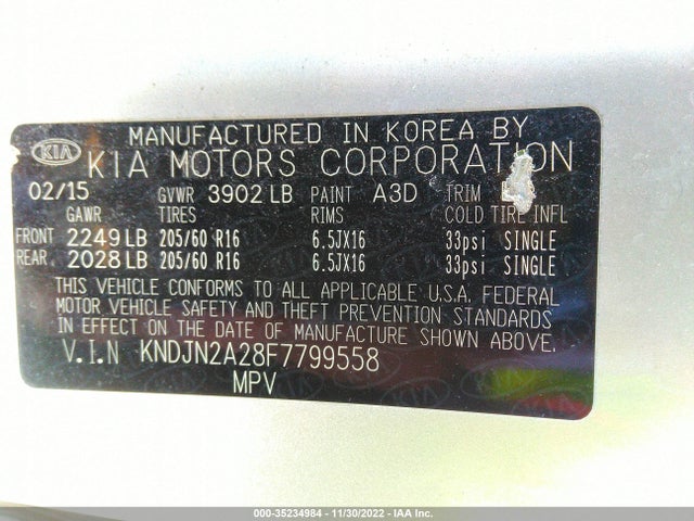 KIA Soul Base 2015 KNDJN2A28F7799558 Image 9