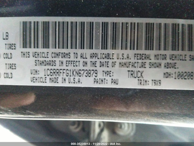 2019 Ram 1500, VIN: 1C6RRFFG1KN673879
