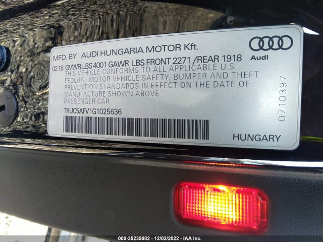 2016 Audi TT, VIN: TRUC5AFV1G1025636