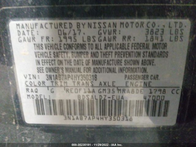 3N1AB7AP4HY350318 Nissan SENTRA SV