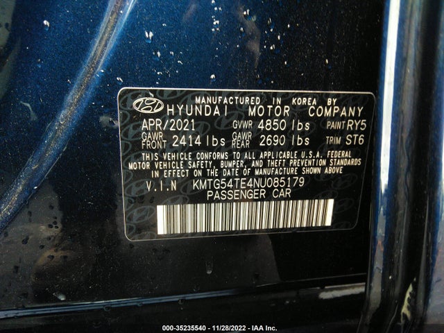 2022 Genesis G70, VIN: KMTG54TE4NU085179