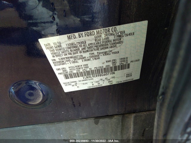 Lincoln MKS 2011 1LNHL9ER9BG607106 Image 9