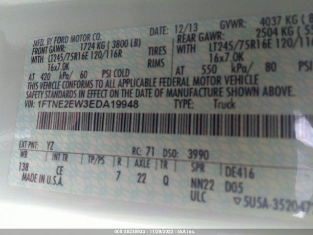 2014 Ford E-Series, VIN: 1FTNE2EW3EDA19948
