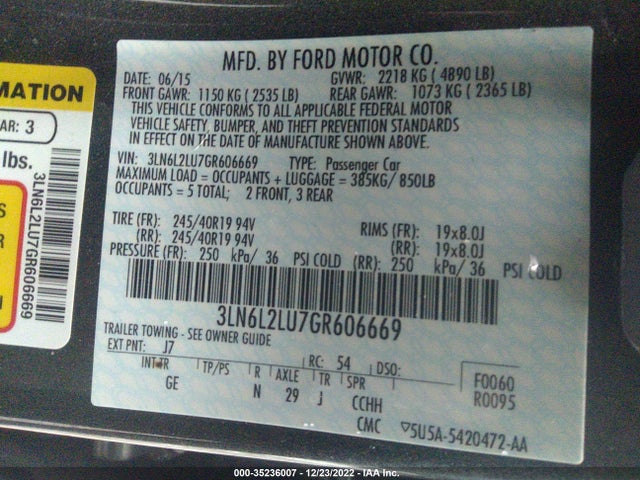 Lincoln MKZ HYBRID 2016 3LN6L2LU7GR606669 Image 11