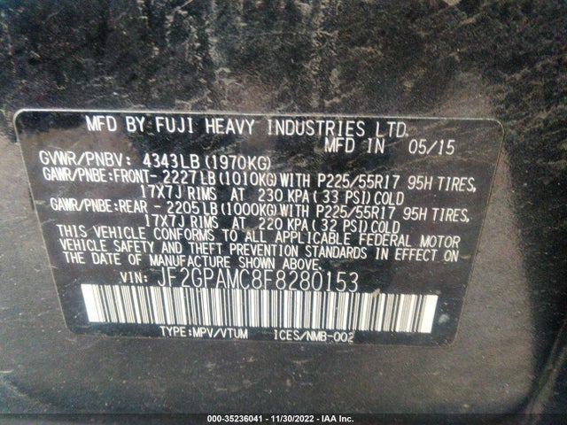 Subaru Xv Crosstrek Limited 2015 JF2GPAMC8F8280153 Image 9