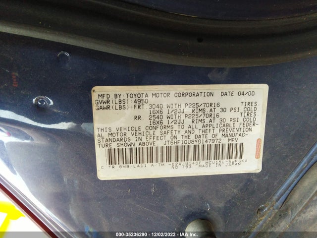 Lexus RX 2000 JT6HF10U8Y0147972 Image 10
