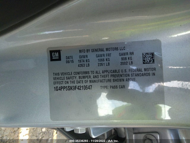2015 BUICK VERANO VIN: 1G4PP5SK9F4210647