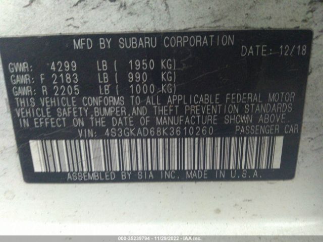 4S3GKAD68K3610260 Subaru Impreza Premium