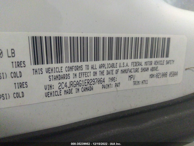 2014 RAM CARGO VAN TRADESMAN VIN: 2C4JRGAG1ER297064