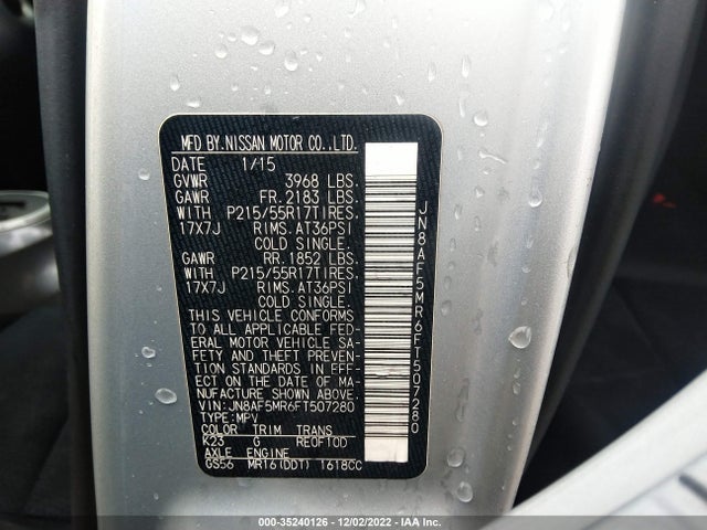 2015 Nissan Juke, VIN: JN8AF5MR6FT507280