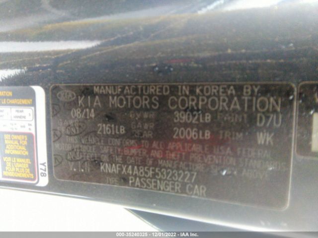 KNAFX4A85F5323227 KIA FORTE EX