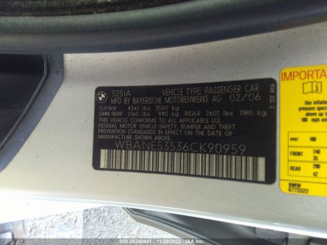 WBANE53536CK90959 BMW 5 Series 525i