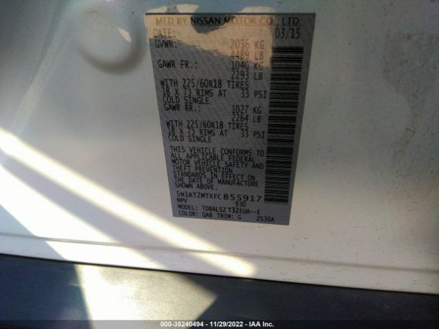 5N1AT2MTXFC855917 Nissan Rogue Sl