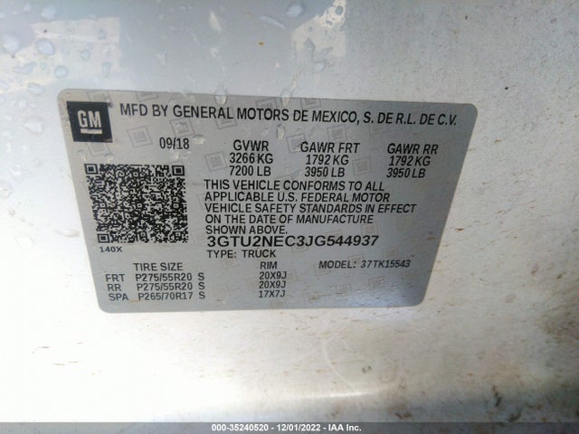GMC Sierra 1500 Slt 2018 3GTU2NEC3JG544937 Image 9