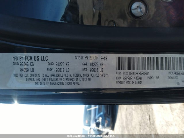 Dodge Challenger Sxt 2019 2C3CDZAG2KH530264 Image 9