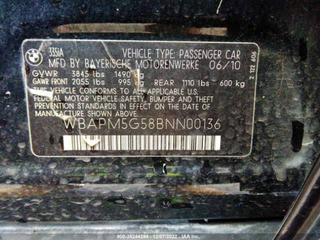 WBAPM5G58BNN00136 BMW 3 Series 335i