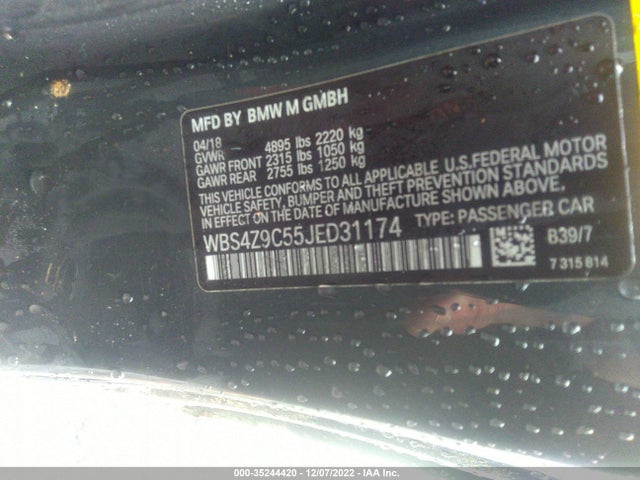 2018 BMW M4, VIN: WBS4Z9C55JED31174