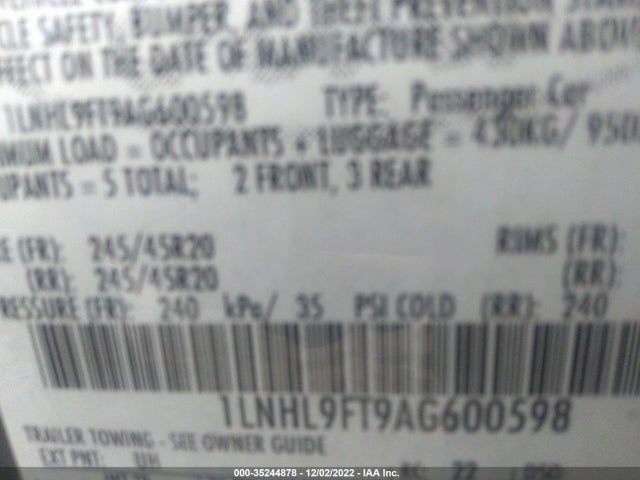 Lincoln Mks W/ecoboost 2010 1LNHL9FT9AG600598 Image 9