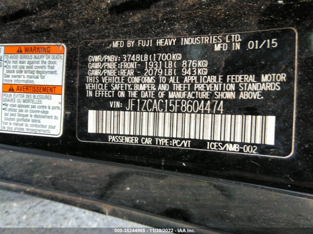 2015 Subaru BRZ, VIN: JF1ZCAC15F8604474