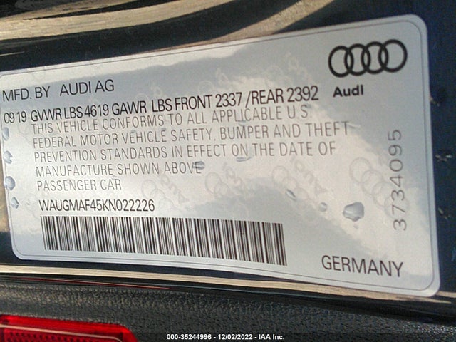 WAUGMAF45KN022226 Audi A4 Premium/titanium Premium