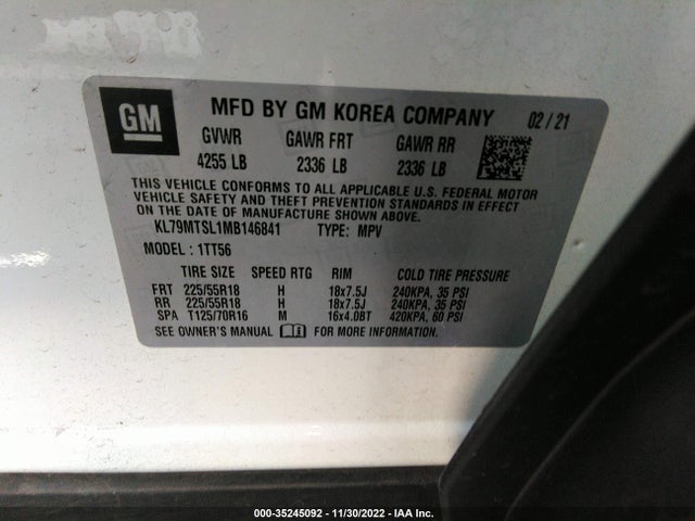 Chevrolet Trailblazer 2021 KL79MTSL1MB146841 Image 10