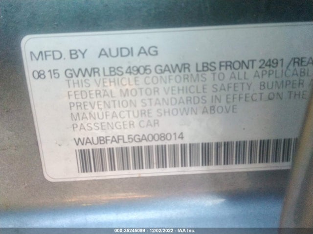 2016 Audi A4, VIN: WAUBFAFL5GA008014
