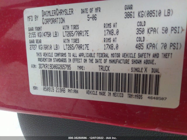Dodge Ram 1500 Slt 2006 3D7KR19D06G265795 Image 10