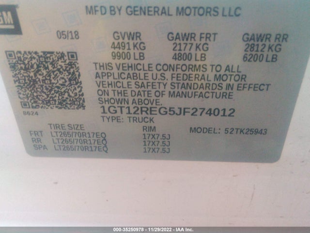 GMC SIERRA 2500HD 2018 1GT12REG5JF274012 Image 9