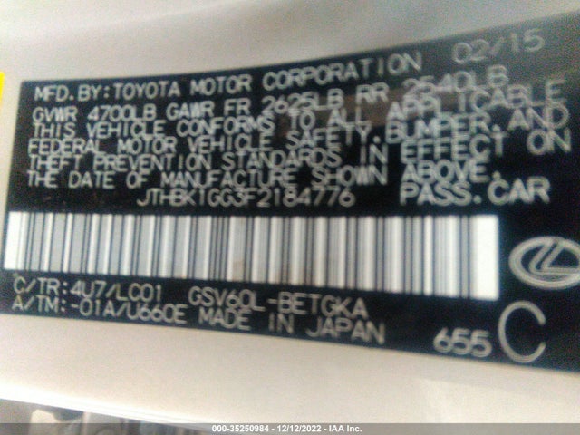Lexus ES 350 2015 JTHBK1GG3F2184776 Image 10