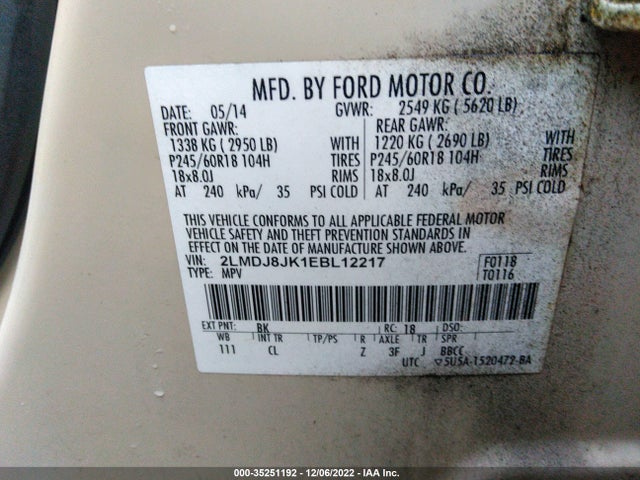 Lincoln MKX 2014 2LMDJ8JK1EBL12217 Image 11