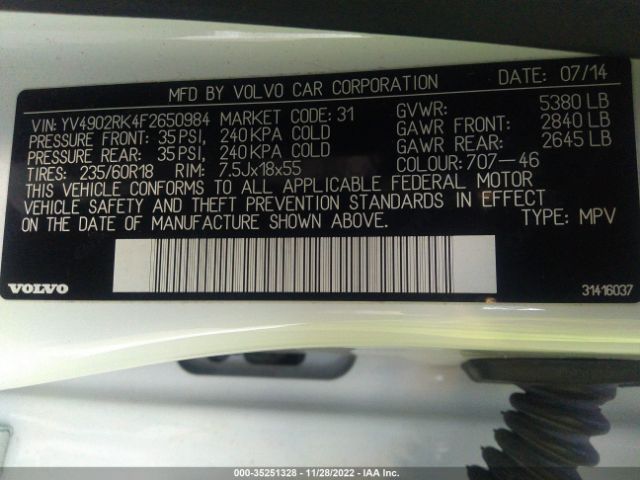 YV4902RK4F2650984 Volvo Xc60 T6