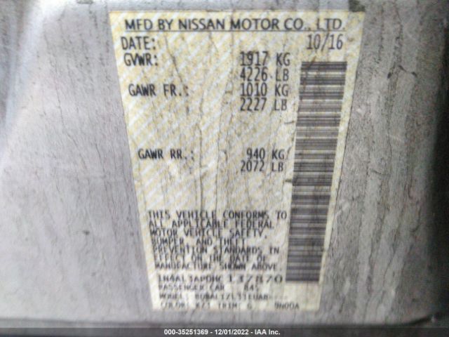 1N4AL3AP0HC137870 Nissan ALTIMA 2.5