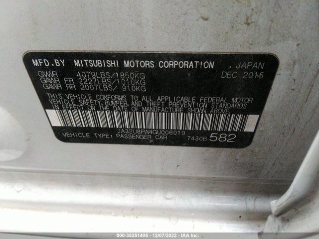 JA32U8FW4GU006019 Mitsubishi LANCER GT