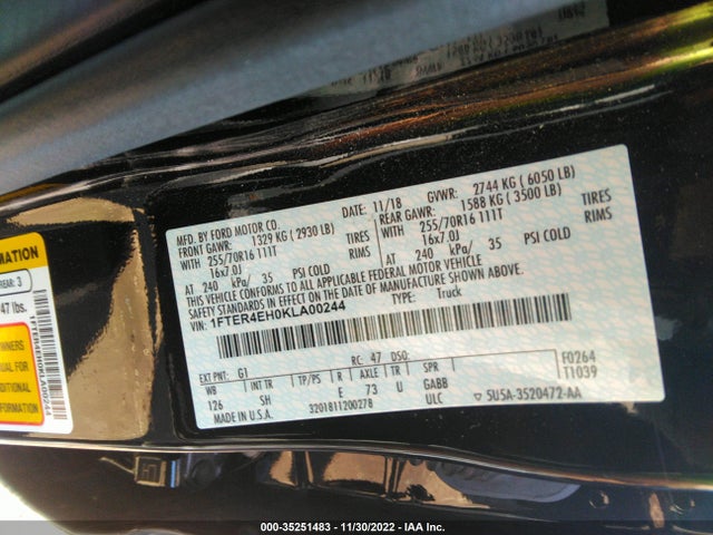 2019 Ford Ranger, VIN: 1FTER4EH0KLA00244