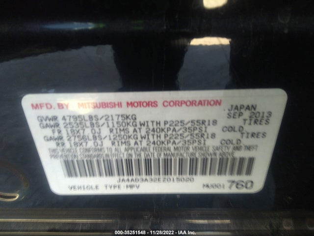 JA4AD3A32EZ015020 Mitsubishi Outlander Se