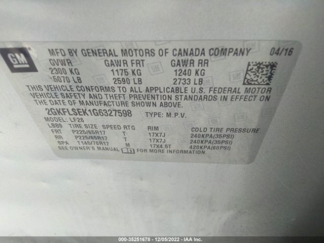 2GKFLSEK1G6327598 GMC Terrain Sle