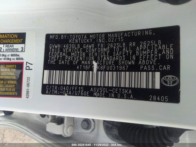 Toyota Camry 2015 4T1BF1FK8FU031967 Image 9