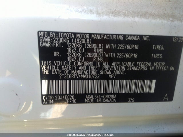 2021 TOYOTA RAV4 HYBRID XSE VIN: 2T3E6RFV4MW010723