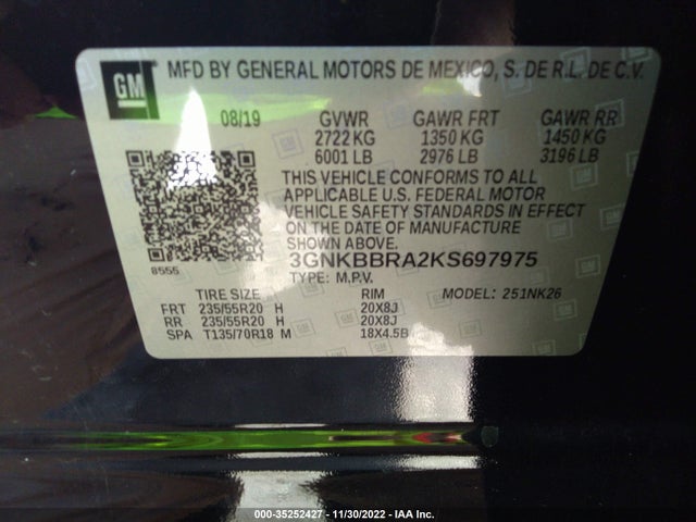 2019 Chevrolet Blazer, VIN: 3GNKBBRA2KS697975