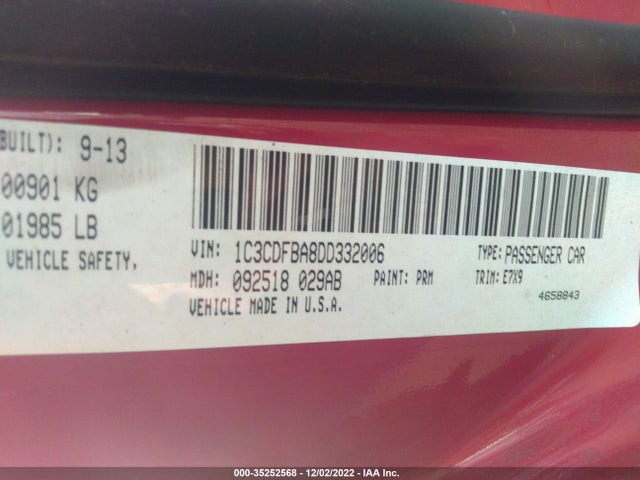 Dodge DART SXT 2013 1C3CDFBA8DD332006 Image 10