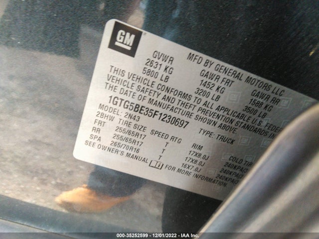 2015 GMC Canyon, VIN: 1GTG5BE35F1230697