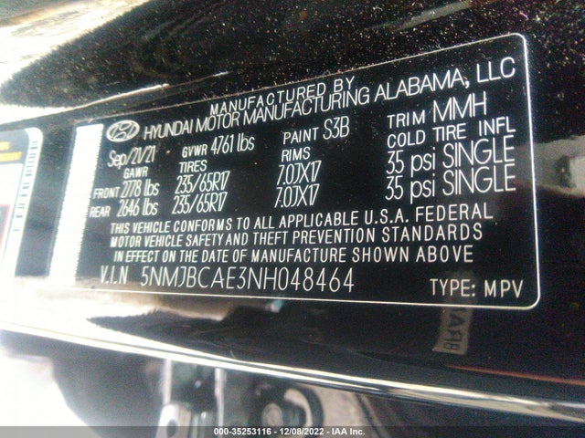 Hyundai Tucson 2022 5NMJBCAE3NH048464 Image 10