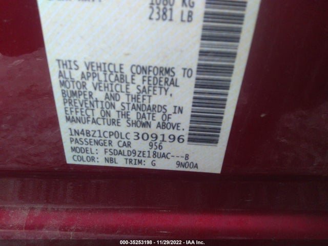 2020 Nissan Leaf, VIN: 1N4BZ1CP0LC309196